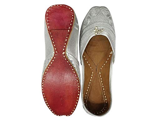Stop N Style Silver Handmade Indian Shoes Traditional Shoes Rajasthani Jutti Khussa Online Ethnic Jutti (9) #TOP4