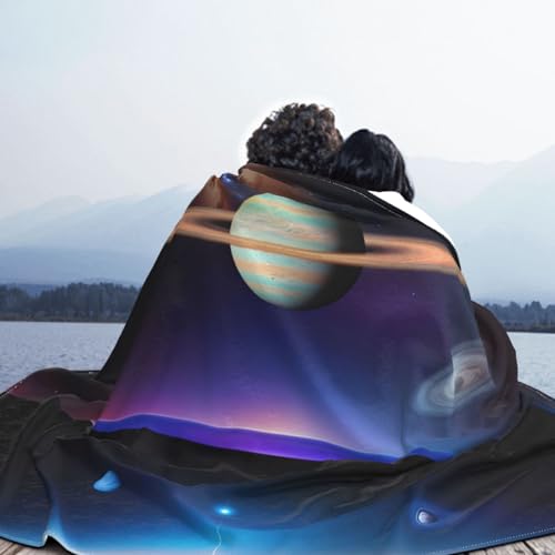 Couverture de lit Saturne cosmique pour soirée cinéma - 7