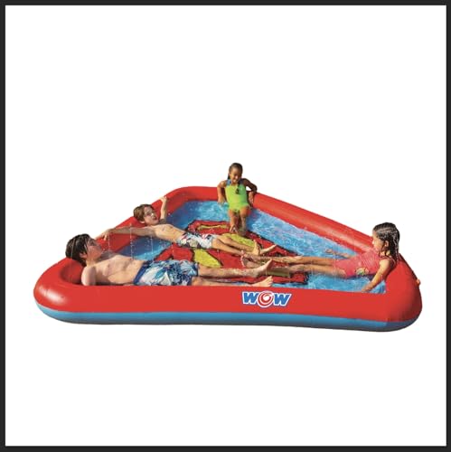 WOW Sports - Superman Inflatable Splash Pad for Kids - Outdoor Summer Toys for Toddlers - Built-in Adjustable Sprinkler