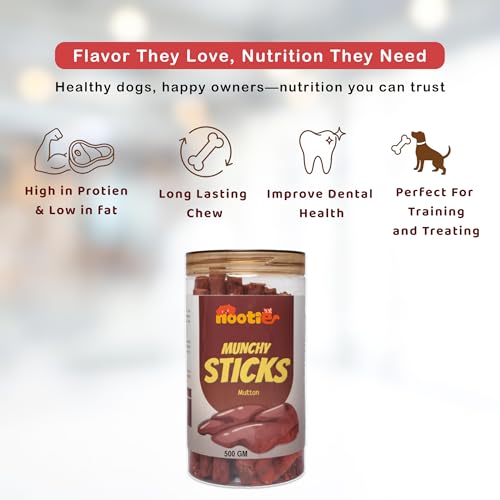 Image of Nootie Munchy Sticks for All Stages Dogs, Perfect for Traning & Treating l Long Lasting Chew Pack of 1 (Mutton)