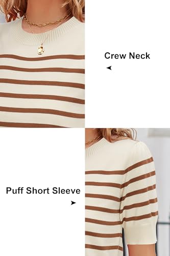 Image of Newshows Women's Sweater Short Sleeve Summer Fall Casual Business Shirts | Stretchy, Breathable, Lightweight, Summer Casual Sweater for Business 2026, Crewneck Dressy Tops, Daily Pullover, Work