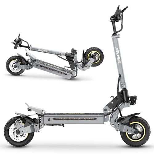 iENYRID Scooter eléctrico, 50 km de largo alcance, escooter adultos, batería de 15 Ah, altura ajustable, sistema de frenado dual y absorción de impactos, neumáticos todoterreno de 10 pulgadas