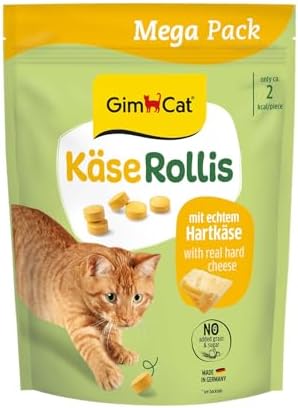 GimCat Käse Rollis - Getreidefreier und vitaminreicher Katzensnack mit echtem Hartkäse - 1 Beutel (1 x 425 g)
