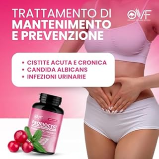 OVF Probiocyst D Mannosio Puro 2000 Mg 120cps Integratori Cistite Donna con D-Mannosio e Mirtillo Rosso Vie Urinarie, Acido Ialuronico, Probiotici e Inulina