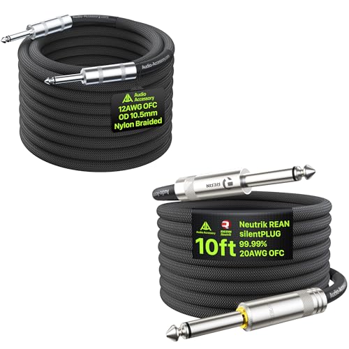 Image of AA AUDIO ACCESSORY Silent Guitar Cable 10ft with 12 AWG OFC Speaker Cable 1 /4 Inch 15ft