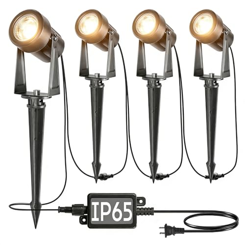 La mejor comparación de Iluminación para plantas - los preferidos. 48 SUNTHIN - Iluminación de paisaje al aire última intervensión, paquete de 4 focos para exteriores con transformador para patio, planta, césped, árbol, banderas, casa, jardín,...