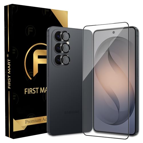 Image of FIRST MART Tempered Glass for Samsung Galaxy S26 5G with Black Camera Ring Guard & Installation Kit | HD Clear Edge-to-Edge Screen Protector, Scratch Resistant, Case-Friendly | Pack of 1