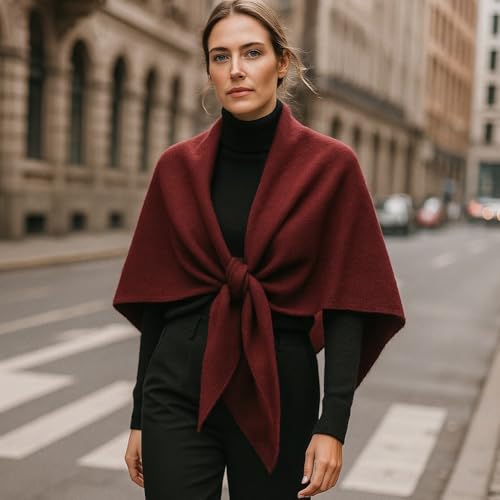 Women’s Solid Color Shawl Blend Shawl Wraps Triangle Scarf Pashmina Fashion Warm Sweater Wrap Cardigan Shawls 5