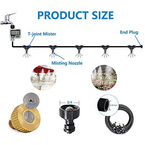 Misting Cooling System,Outside Water Misters For Outdoor Patio,80Ft(24M),Backyard Mist Hose Kits With Sprinkler Timer Yard,Lawn,Garden,Greenhouse,Fan,Umbrella,Canopy,Pool,Porch,Bbq Party Accessorie #TOP4