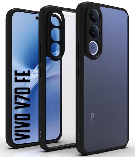 Image of RIGGEAR Shockproof Sleek Hybrid Armor Back Cover Case for Vivo V70 FE 5G (Clear PC + Black TPU Bumper)