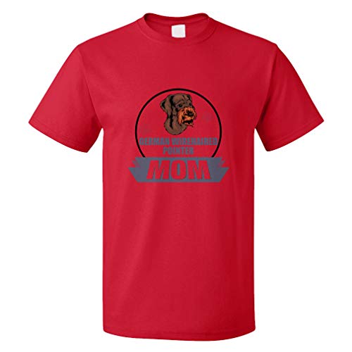 Custom Funny Graphic T Shirts for Men Mom German Wirehaired Pointer Dog Cotton Top Red Design Only Medium