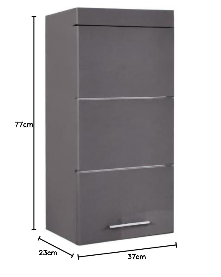 Armoire De Toilette Trendteam - Bois Gris Brillant 73x79x103cm - Rangement Salle De Bain Moderne