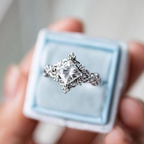 Three-in-One Diamond Wedding Bands Set Engagement Rings 18K White Gold Plated Cubic Zirconia Promise Eternity Band for Women Zircon Stacking Rings Promise Ring Fashion Wedding Rings Size 84