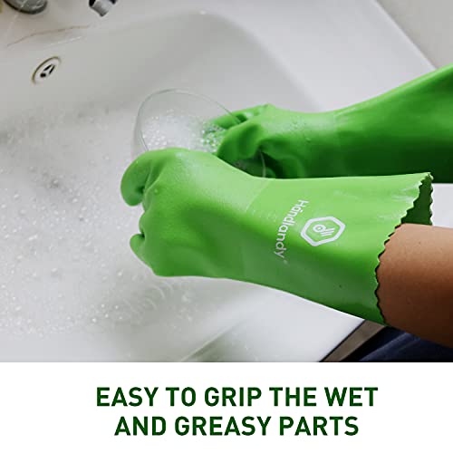 Handlandy Chemical Resistant Gloves Reusable， Nitrile Heavy Duty Industrial Safety Work Gardening Cleaning Gloves (Medium, 1 Pairs Green) #TOP4