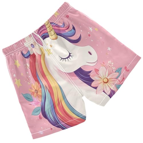 Pigsaly Boys Swim Trunks Rainbow Unicorn Pastel Boys Board Shorts Swimsuit Swimwear Summer Bathing Suit XS2