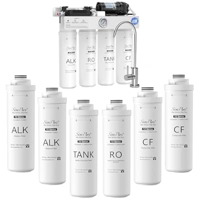 SimPure T2-600A Alkaline Reverse Osmosis Water Filter System, Comes with Extra 6 Replacement Cartridges Filters (1-Year Replacement Filter Set)