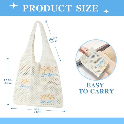 Bolso de playa de crochet tipo tote para mujer miniatura 7