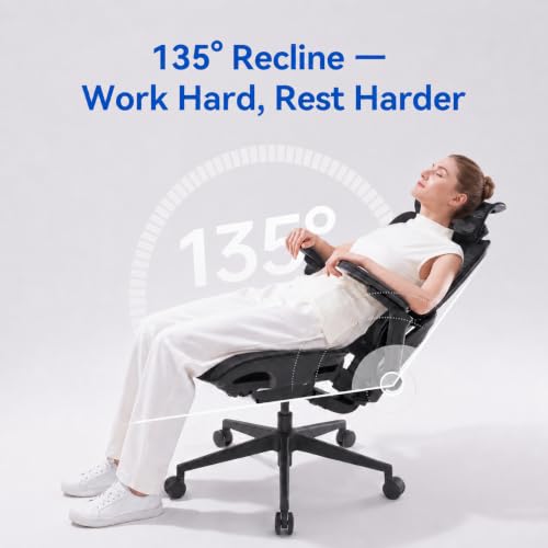 Image of SIHOO B300 PRO Ergonomic Office Chair, High Back Mesh Computer Chair with Wide Headrest, 6D Flip-Up Rotatable Armrests, Adaptive Lumbar Support, 135 Reclining Home Office Desk Chair, Soft Black