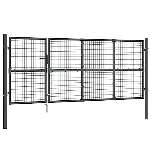 vidaXL Cancello da Giardino Rete Antracite 350x175 cm Acciaio Zincato, cancello da Giardino in Rete, cancello, cancello Anteriore, cancello da Esterno