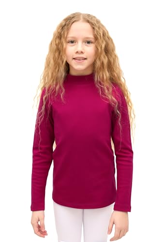 Image of Lilax Girls' Basic Long Sleeve Mock Turtleneck Cotton T-Shirt