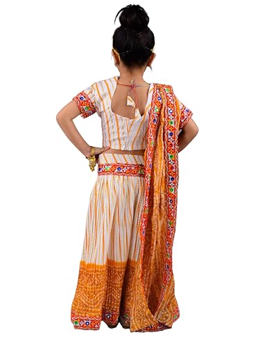 Image of AHHAAAA Kids Ethnic Ghoomar Lehenga Choli-Chania Choli with Dupatta Set for Baby Girls Y0033