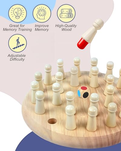 Juego de mesa tipo ajedrez de memoria de madera miniatura 4