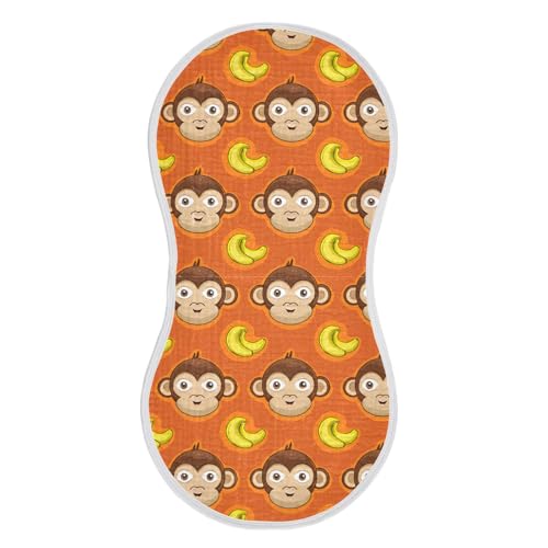 Cartoon Monkey Bananas Orange Baby Burp Cloths Cotton Washcloths Absorbent Soft Burping Rags for Baby Girl Boy Muslin Burp Cloths 1 Pack