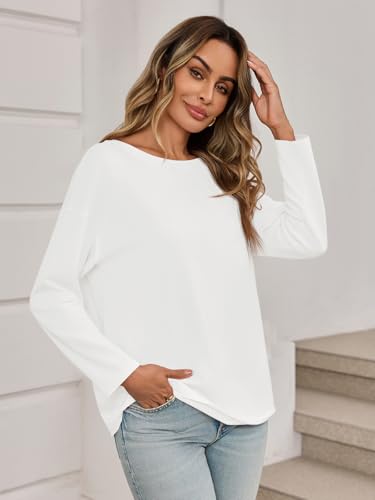 Yousify Womens Long Sleeve Oversized Tshirts Cotton Crewneck Casual Tunic Tops Trendy Loose Fit Basic Tees3