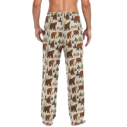 Men's Pajama Pants,Stylization Bears Lounge Lightweight Sleep Bottoms Pants with Pockets Size S-XXL2