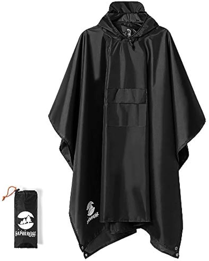 SaphiRose Hooded Rain Poncho Waterproof Raincoat Jacket for Men Women Adults