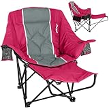 USKAU Camping Chair with Removable Footrest, Oversized Outdoor Chair with Headrest & Cup Holders, 400lb Capacity Lawn Chair for Sports Backyard Fishing