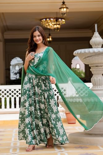 Image of Floral Anarkali Sleeveless Kurta with Dupatta, Maroon and White