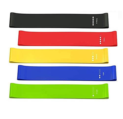 Catálogo para Comprar On-line Ropa de Ejercicio y fitness para Hombre los 10 mejores. 44 WAYAMY Bandas de Resistencia, Set de 5 Elástico Ejercicio Bandas para Entrenamiento de Fitness Corporal con Bolsa de Transporte para Hombres y Mujeres