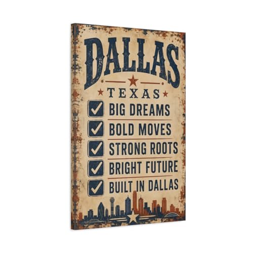 Toile vintage Dallas 50x75 tableau décoration murale salon vertical