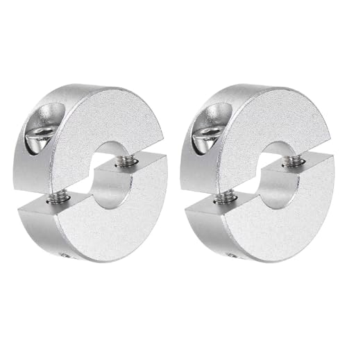 Kozelo 2Pcs Double Split Shaft Collar - [10mm Bore x 30mm OD x 10mm Width] Clamping Style Shaft Collar for CNC Machine Tools, Hold Timing Pulleys Use, 6061 Aluminum Alloy, Silver Tone