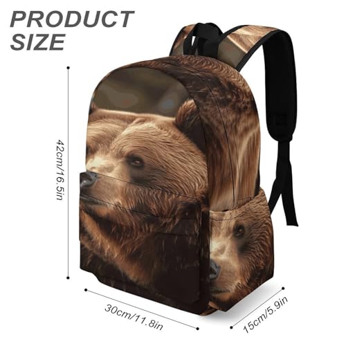 Grizzly Bear Printed Backpack Water-Resistant Pack Stylish Bag Lightweight Travel Backpack3