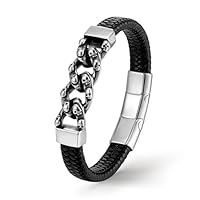 UNIQAL | Personaliesiertes Lederarmband mit Gravur "SHAPE" Herren Damen | Leather Bracelet mens | Magnetverschluss | handgemacht in Germany (LOOM BLACK, 21.00, Zentimeter)