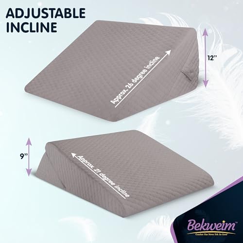 Wedge Pillow for Sleep Apnea, 12 Inch Adjustable Height Bed Wedge Pillow for Headboard, Gerd, Acid Reflux Relief, Snoring, and Post Surgery Recovery. Bed Pillow for Sitting Up in Bed