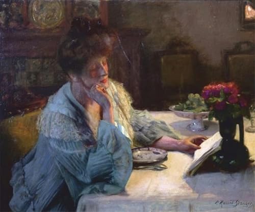 Toile Paul Edouard Rosset-granger femme lisant peinture murale 60x90cm