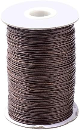 PandaHall 100 Yards/Roll 1.5mm Braided Waxed Cotton Cord String DIY Jewelry Craft Macrame Making Beading Thread Rope with Spool (Black)