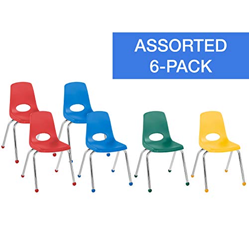 FDP 16" School Stack Chair, Stacking Student Chairs with Chromed Steel Legs