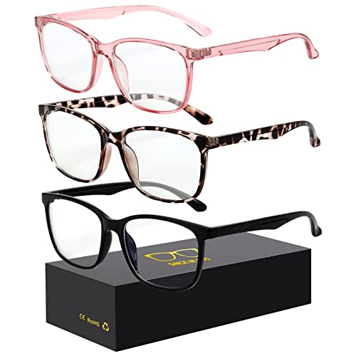 Image of Oilway Blue-Light Blocking Glasses Computer Reading /Gaming /TV /Phones Glasses Fashion Anti Eyestrain Glasses for Women Men(D4 Black + Douhua + Pink)