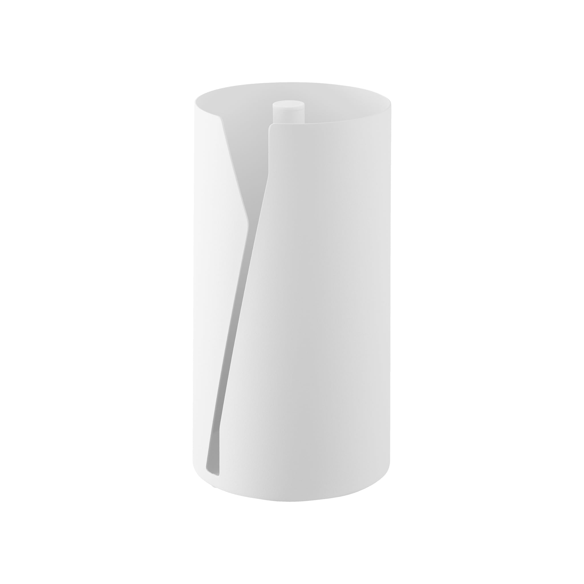 Yamazaki Tower Porte essuie-Tout Rond, en Acier - Distributeur de Papier Cuisine fermé, Design hygiénique, Stable et Compact, Utilisation à Une Main - 16 x 16 x 30,2 cm, Design Japonais, Blanc