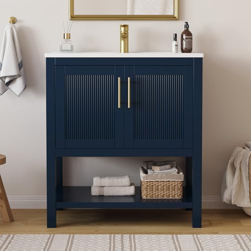 30 Bathroom Vanity with Undermount Sink Navy Blue