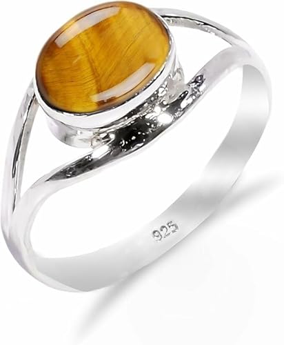 Ring With Tiger Eye Stone 925 Sterling Silver Ring For Women Men Wedding, Engagement Ring Boho Antique Ring Minimalist Design RB-02-TGRY-9.5