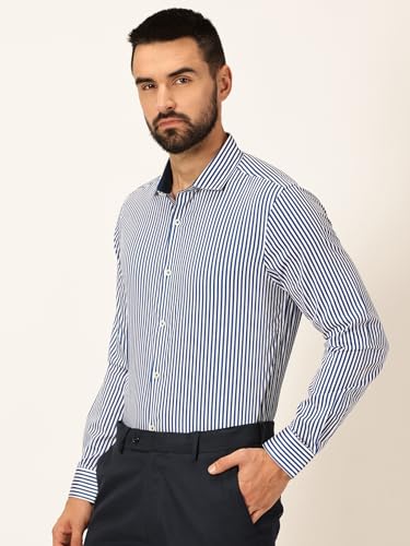 Image of Thomas Scott Men's | Stripes | Full Sleeve | Slim Fit | 100% Cotton | Cutaway | Formal Shirt