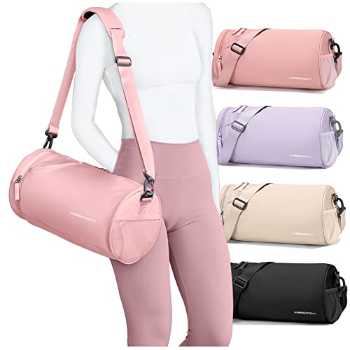 Image of Small Gym Bag for Women,Waterproof Mini Duffle Bag Womens Spotrs Workout Bags Small Travel Duffel Bag with Wet Pocket Carry on Weekender Bags for Dance Swimming,Gym,Yoga,Fitness Pink
