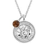 Engelsrufer Damen Halskette aus Sterling Silber und Sternzeichen Jungfrau Anhänger - besetzt mit 4 Zirkonia Steinen und einem braunen Tigerauge Stein Anhänger - Länge: 50cm