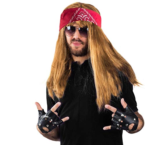 Tigerdoe Rocker Costume - 80s Costumes for Men - Heavy Metal Wig