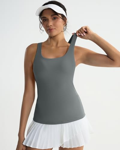 Image of RUNNING GIRL Workout Tops for Women,Racerback Tank Tops with Built in Bras,Padded Sports Bra Yoga Tank Athletic Tops